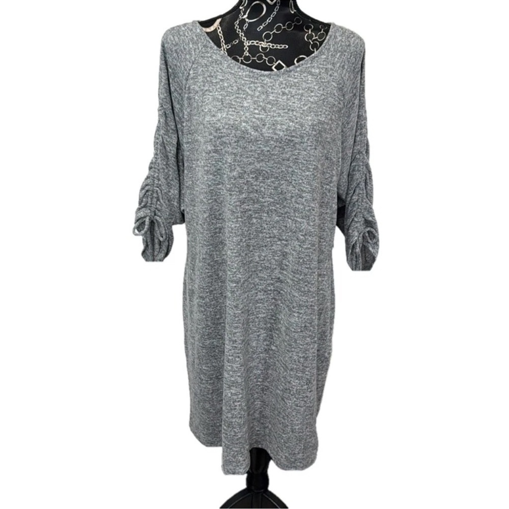 a.n.a Women's‎ XXL Gray T-Shirt Dress 3/4 Sleeve Ruched Drawstring Casual NWT